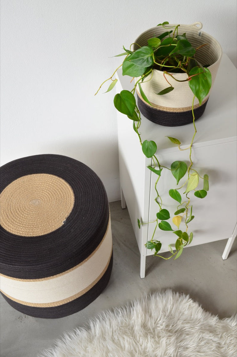 OTTOMAN - JUTE & CHARCOAL | SEATING from South Africa