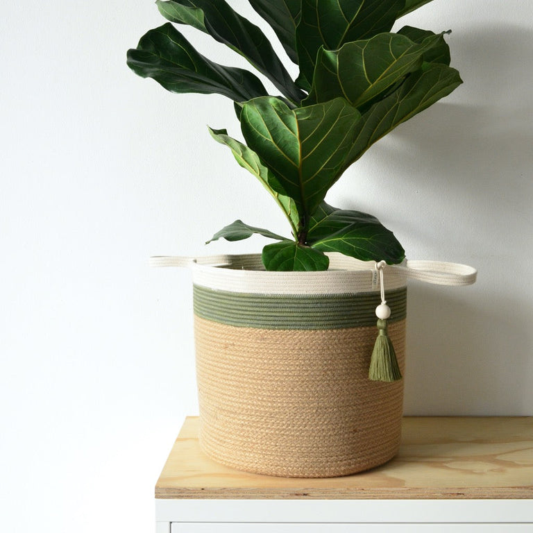 Floor Basket - Olive Jute Jungle