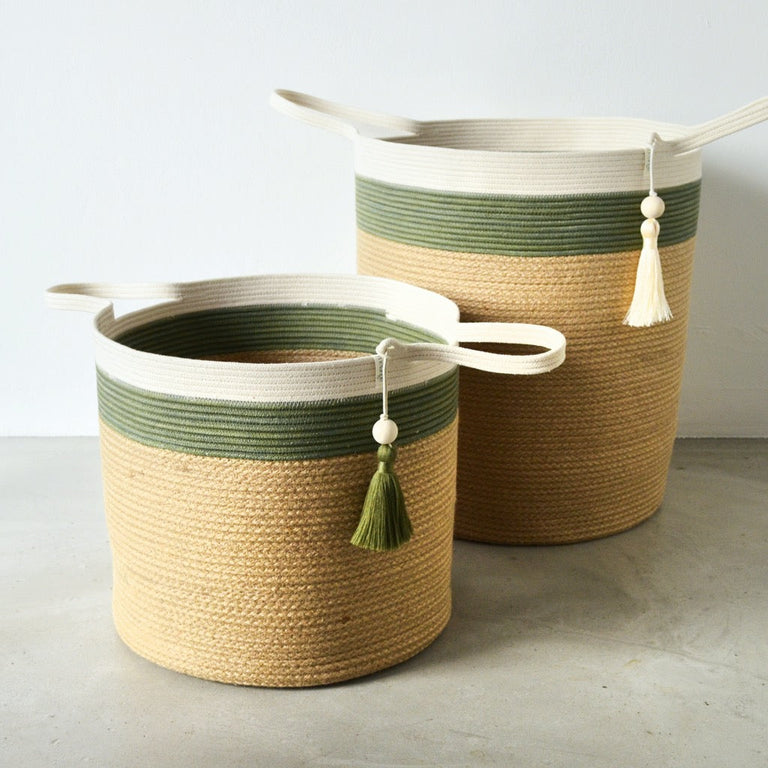 Floor Basket - Olive Jute Jungle