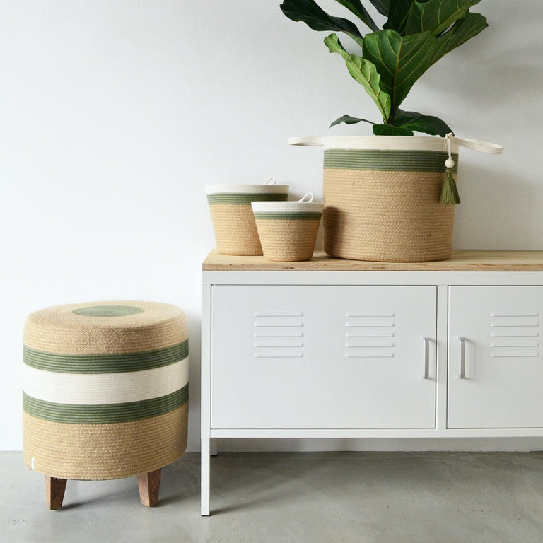Floor Basket - Olive Jute Jungle