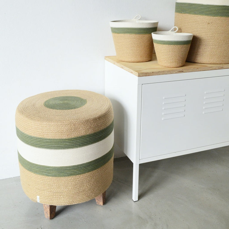 OTTOMAN - OLIVE JUTE JUNGLE | SEATING from South Africa