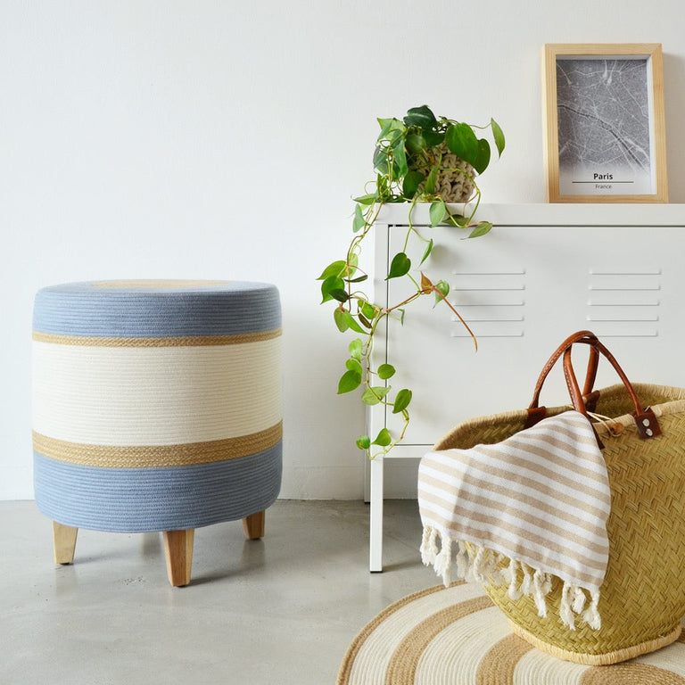 OTTOMAN - JUTE & BLUE-GREY | SEATING from South Africa