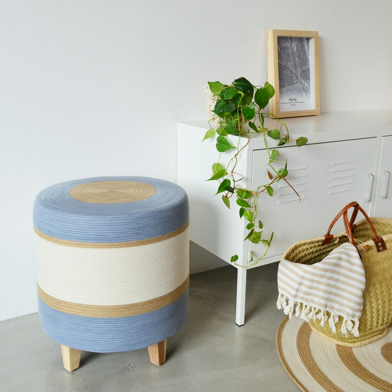 OTTOMAN - JUTE & BLUE-GREY | SEATING from South Africa