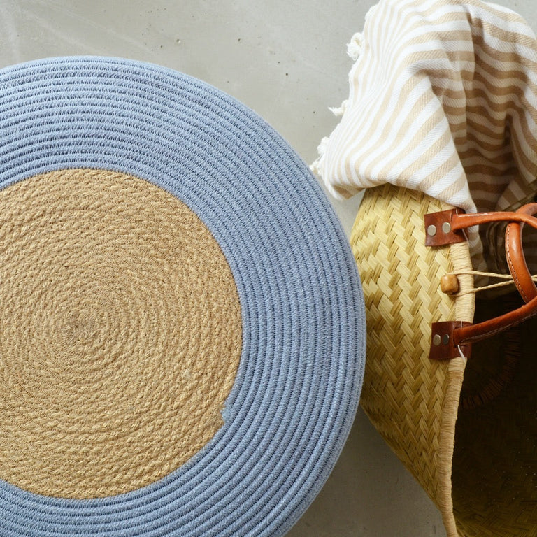 OTTOMAN - JUTE & BLUE-GREY | SEATING from South Africa