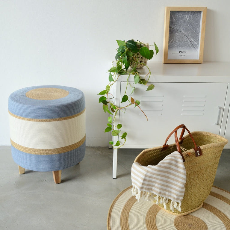 OTTOMAN - JUTE & BLUE-GREY | SEATING from South Africa
