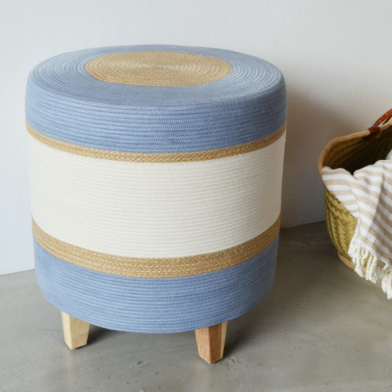 OTTOMAN - JUTE & BLUE-GREY | SEATING from South Africa