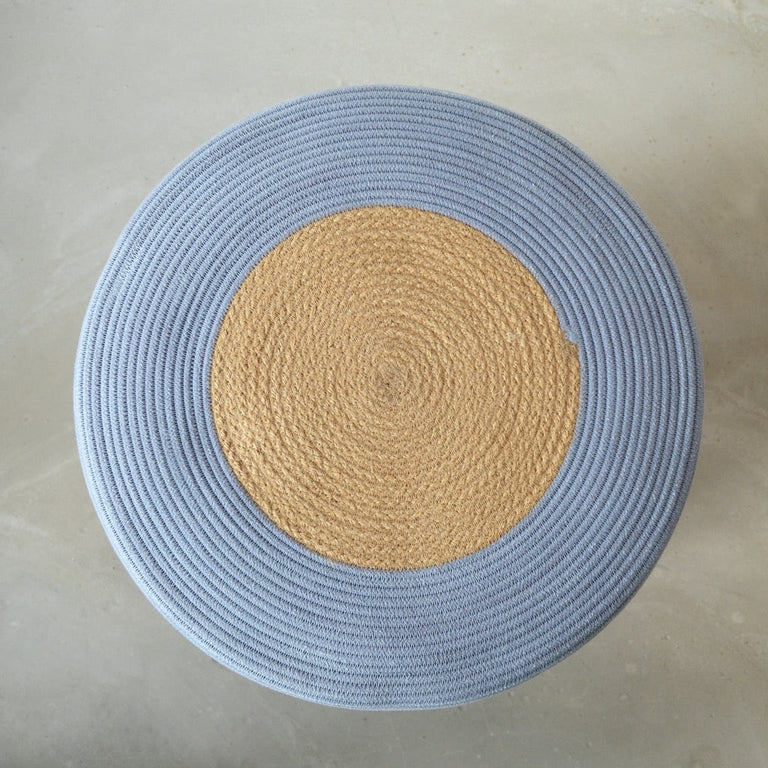 OTTOMAN - JUTE & BLUE-GREY | SEATING from South Africa