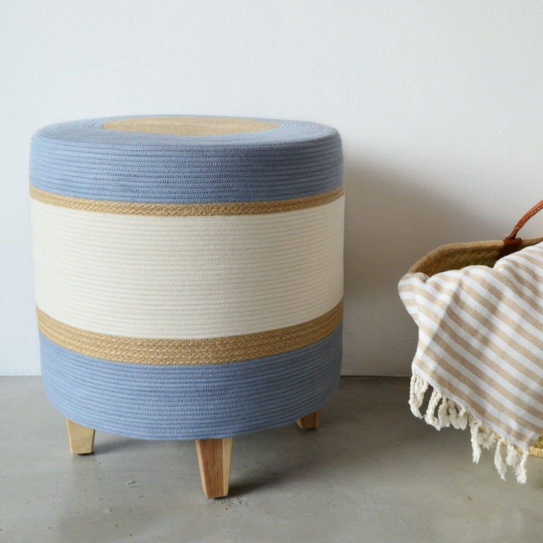 OTTOMAN - JUTE & BLUE-GREY | SEATING from South Africa