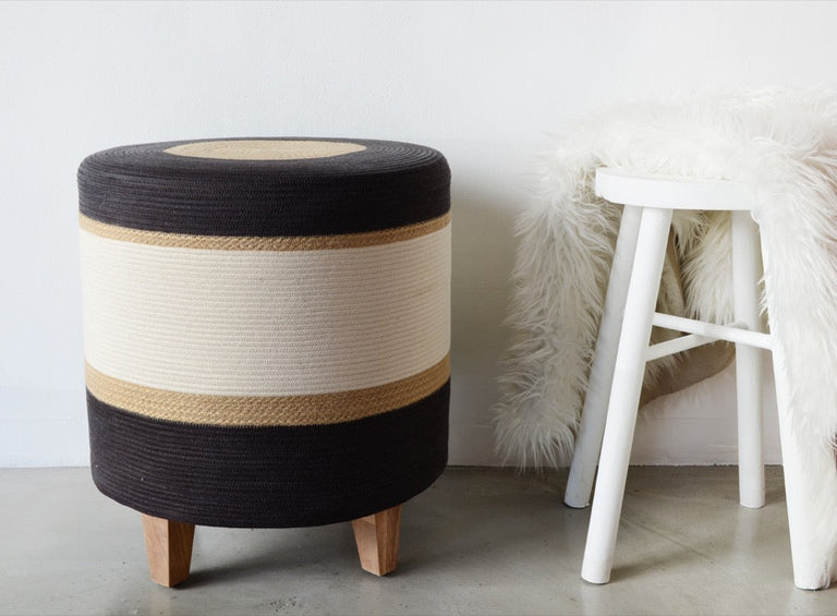 OTTOMAN - JUTE & CHARCOAL | SEATING from South Africa