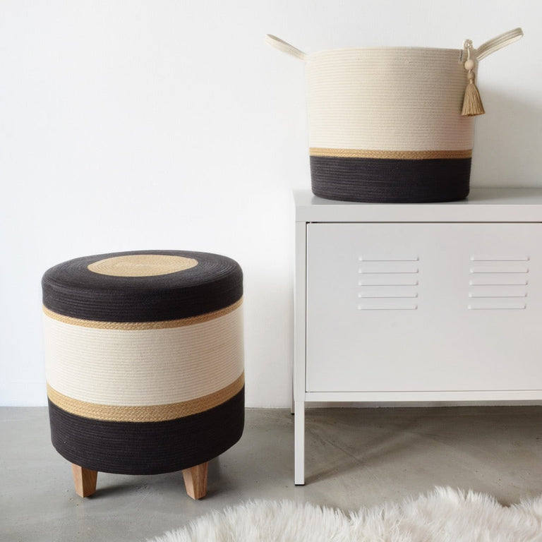 OTTOMAN - JUTE & CHARCOAL | SEATING from South Africa