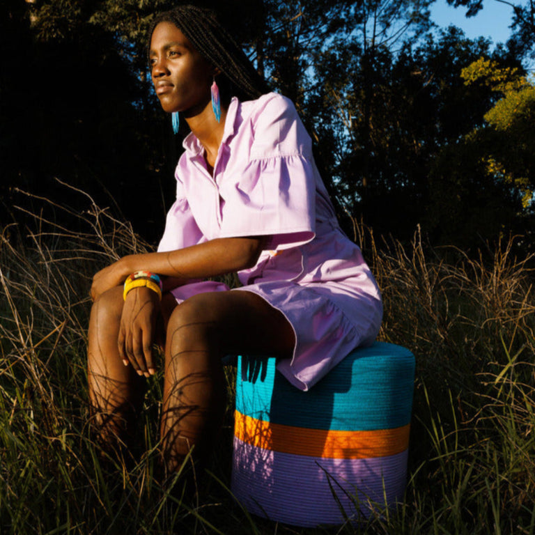 OTTOMAN - TEAL & BERRY PURPLE | SEATING from South Africa