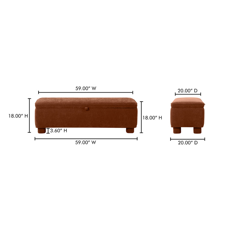 ICHIGO STORAGE BENCH DEEP ORANGE