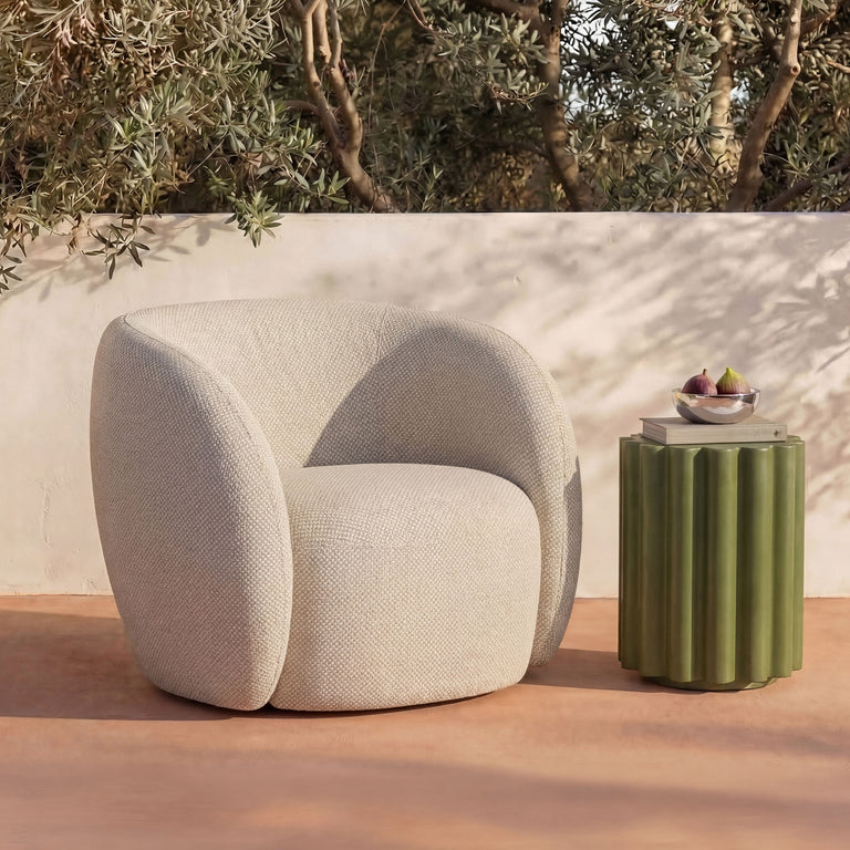 RAE OUTDOOR ACCENT CHAIR BEIGE CHECK