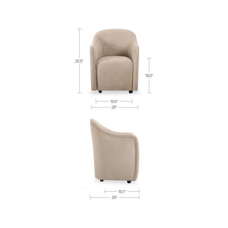 DRAVA ROLLING DINING CHAIR BEIGE