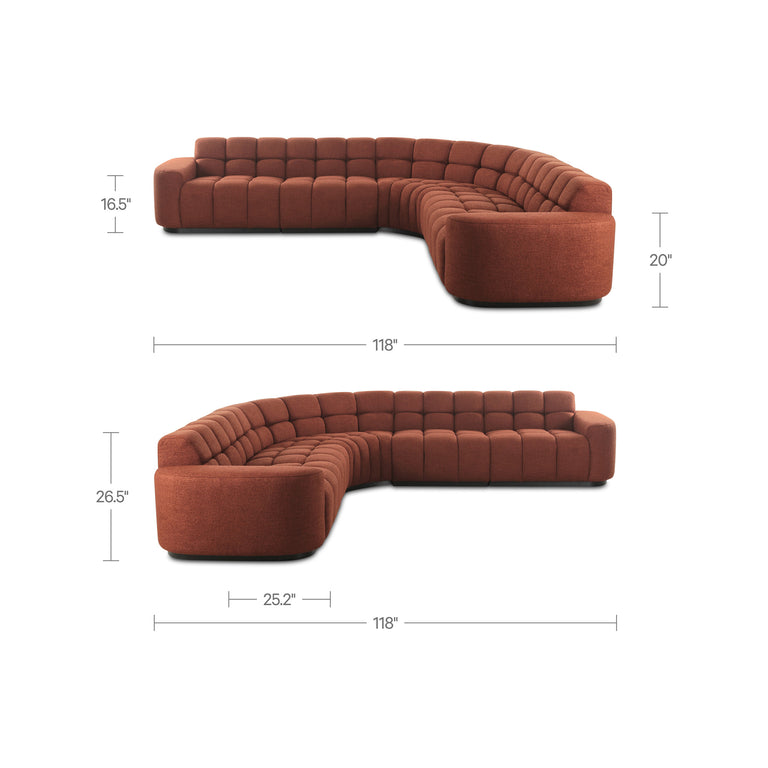ROMAN L-SHAPED SECTIONAL RUST