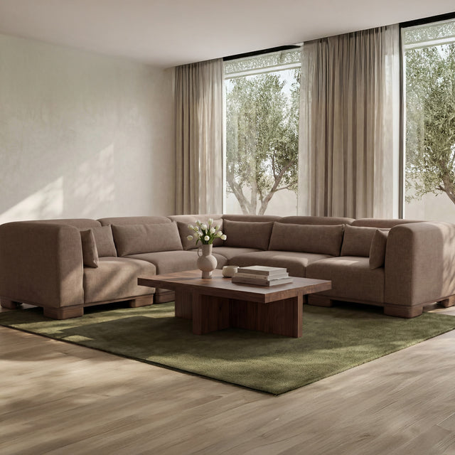 JUNE CLASSIC L-SHAPED MODULAR SECTIONAL DARK BROWN