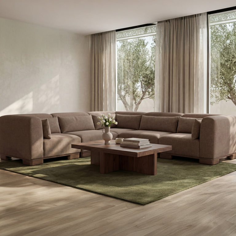 JUNE CLASSIC L-SHAPED MODULAR SECTIONAL DARK BROWN