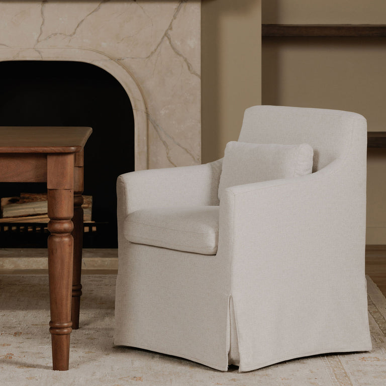 LYDIA SLIPCOVER DINING CHAIR BEIGE