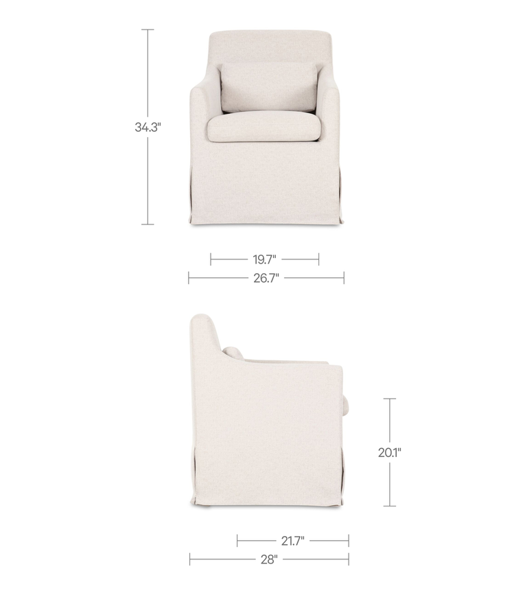 LYDIA SLIPCOVER DINING CHAIR BEIGE