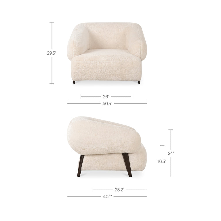 DEVLIN LOUNGE CHAIR CREAM FAUX FUR