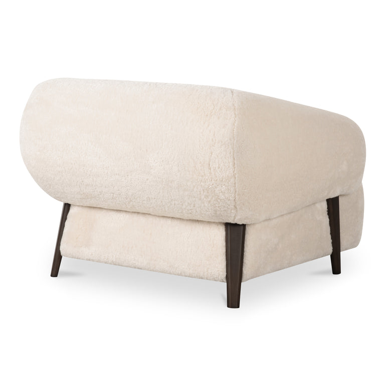 DEVLIN LOUNGE CHAIR CREAM FAUX FUR