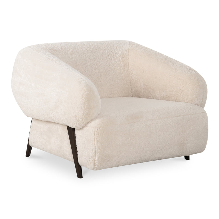 DEVLIN LOUNGE CHAIR CREAM FAUX FUR