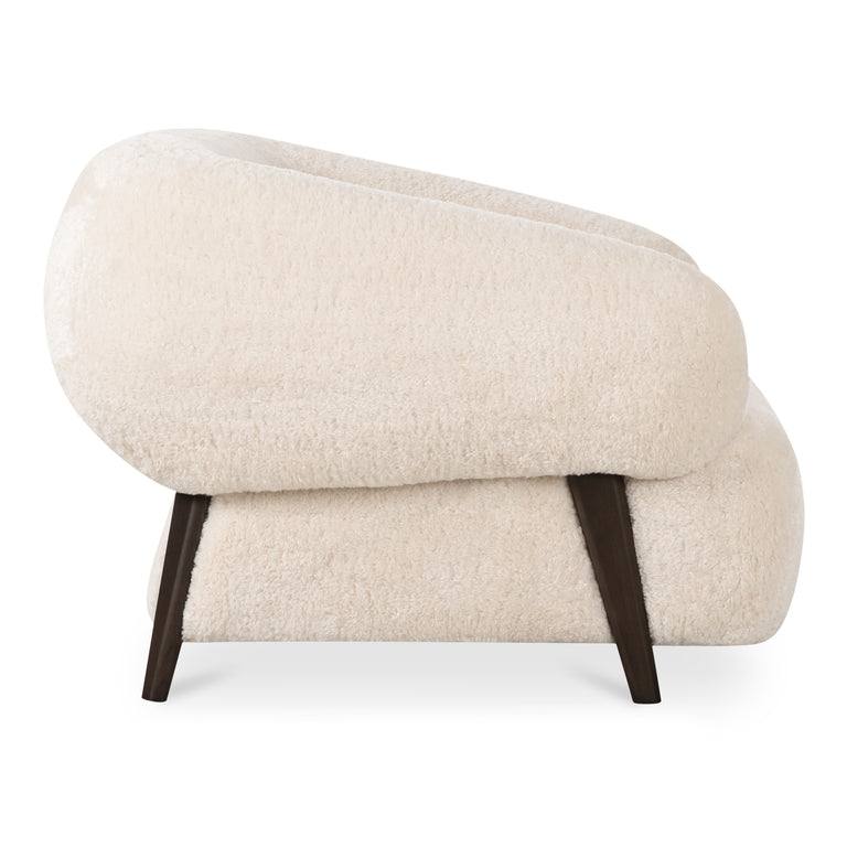 DEVLIN LOUNGE CHAIR CREAM FAUX FUR