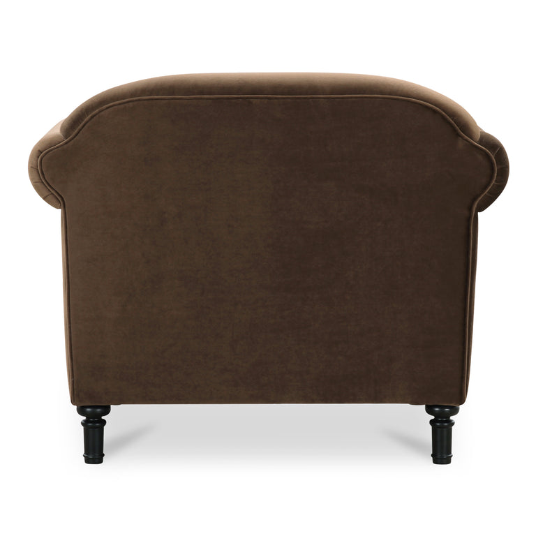 HARMONY ACCENT CHAIR DARK BROWN FAUX MOHAIR