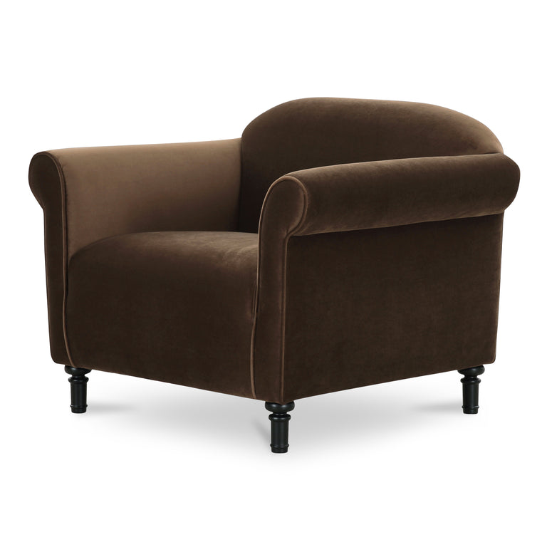 HARMONY ACCENT CHAIR DARK BROWN FAUX MOHAIR