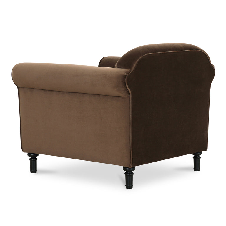 HARMONY ACCENT CHAIR DARK BROWN FAUX MOHAIR