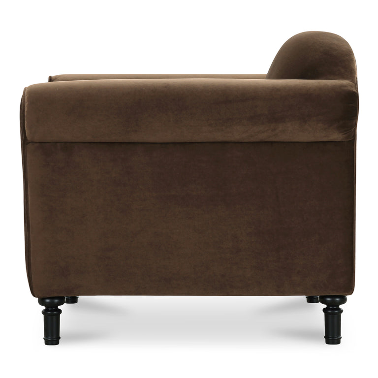 HARMONY ACCENT CHAIR DARK BROWN FAUX MOHAIR