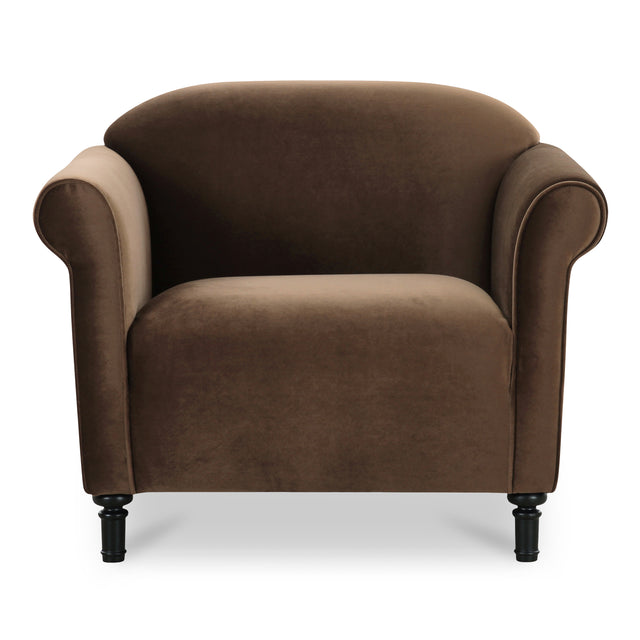 HARMONY ACCENT CHAIR DARK BROWN FAUX MOHAIR