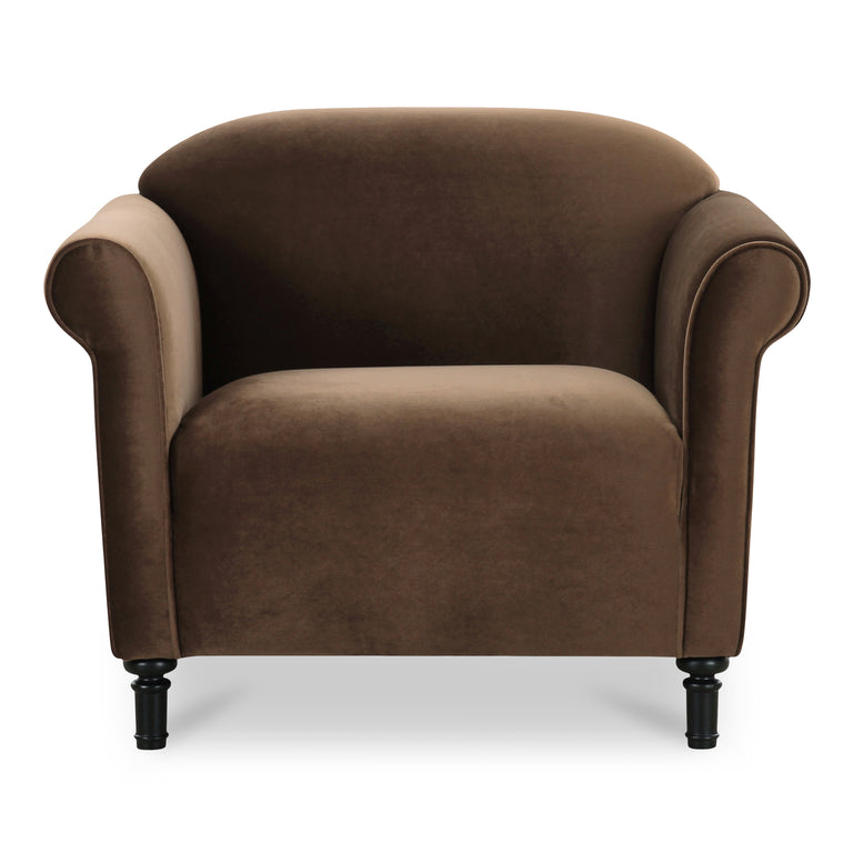 HARMONY ACCENT CHAIR DARK BROWN FAUX MOHAIR