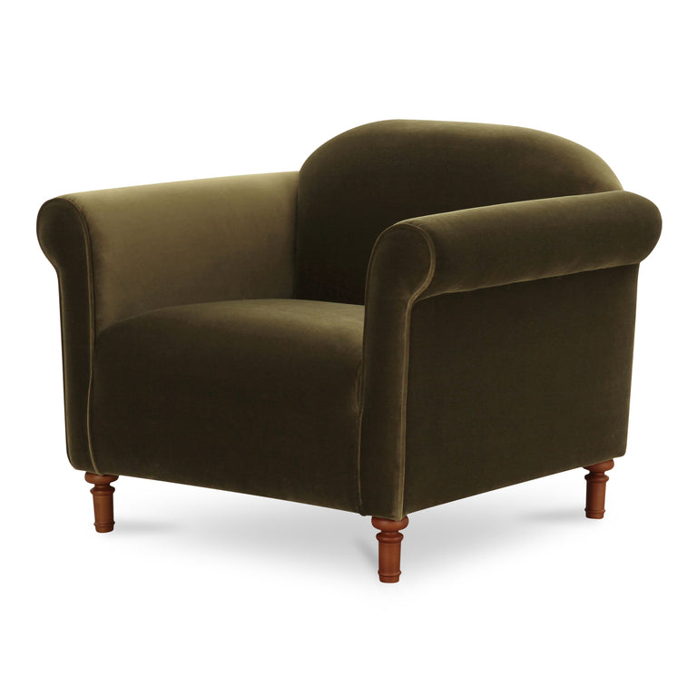HARMONY ACCENT CHAIR DARK BROWN FAUX MOHAIR