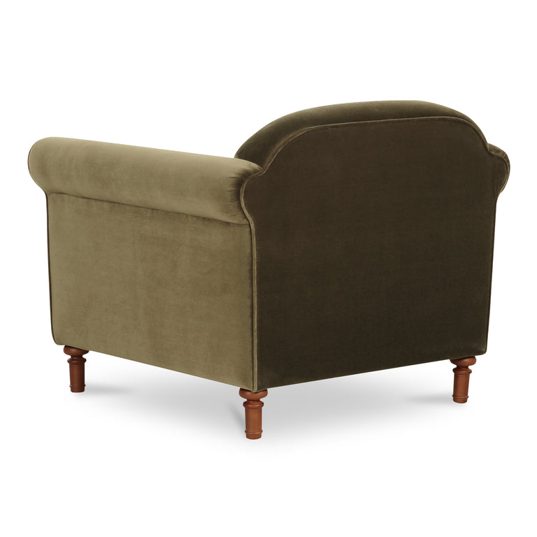 HARMONY ACCENT CHAIR DARK BROWN FAUX MOHAIR
