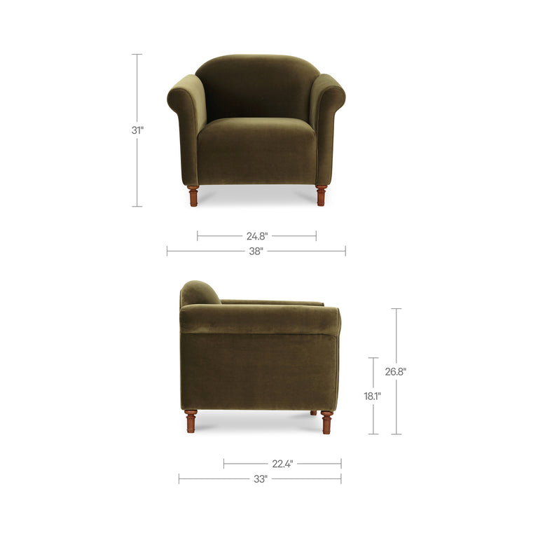 HARMONY ACCENT CHAIR DARK BROWN FAUX MOHAIR