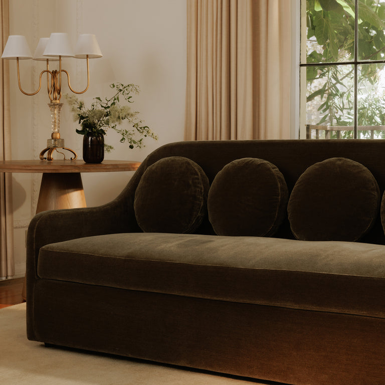 RIALTO SOFA DARK GREEN FAUX MOHAIR