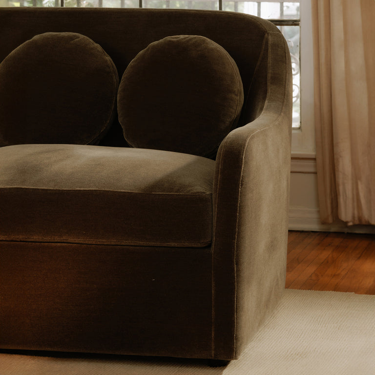 RIALTO SOFA DARK GREEN FAUX MOHAIR
