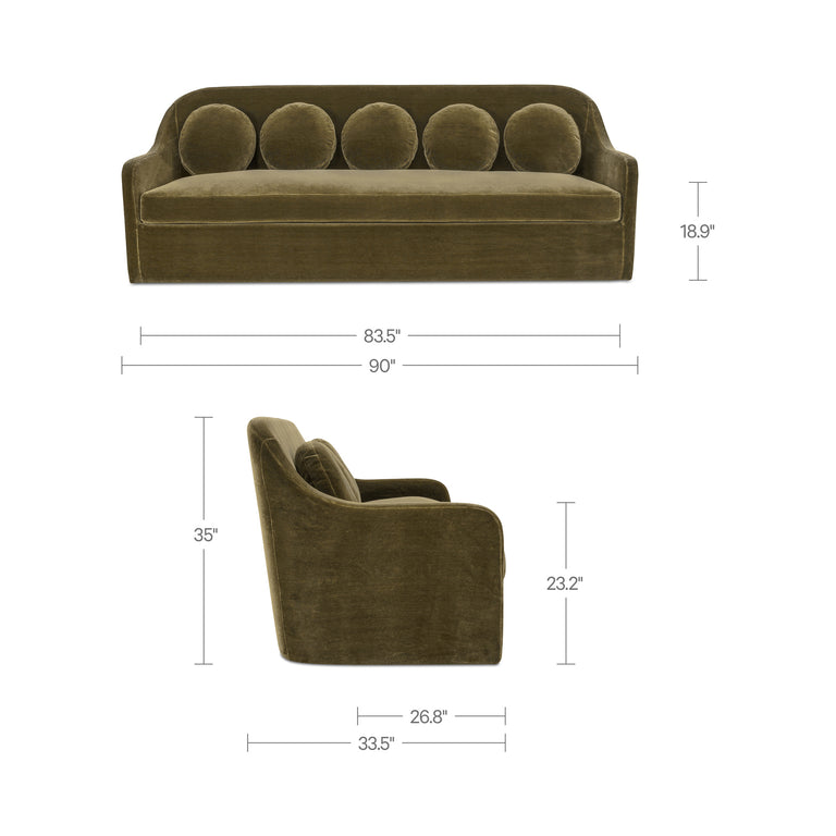 RIALTO SOFA DARK GREEN FAUX MOHAIR