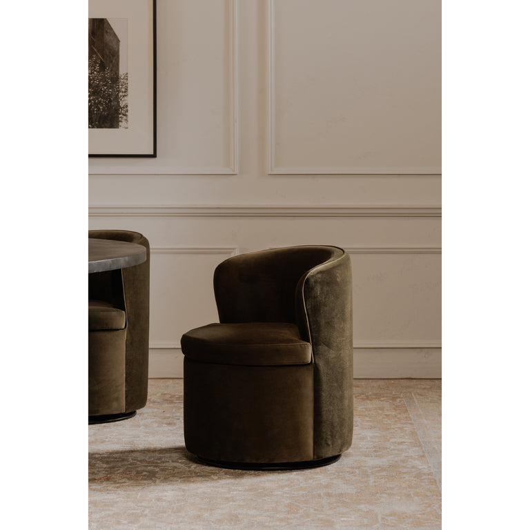 DANE SWIVEL DINING CHAIR FAUX GREEN MOHAIR
