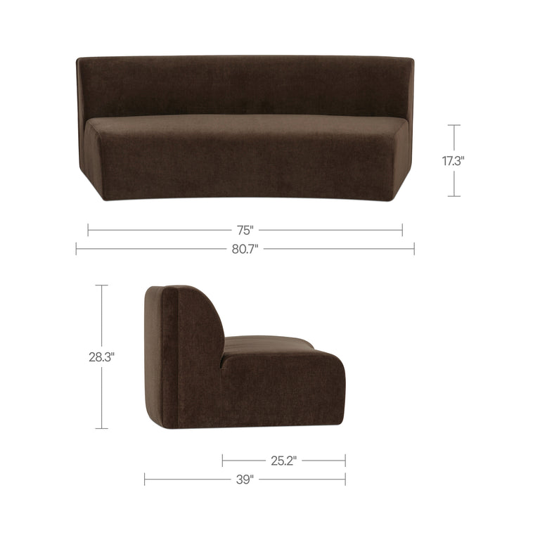 NAOMI CONCAVE SOFA DARK BROWN