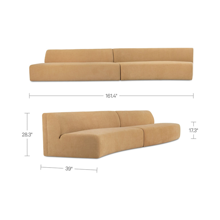 NAOMI 2 PIECE CONCAVE MODULAR SECTIONAL DARK BROWN