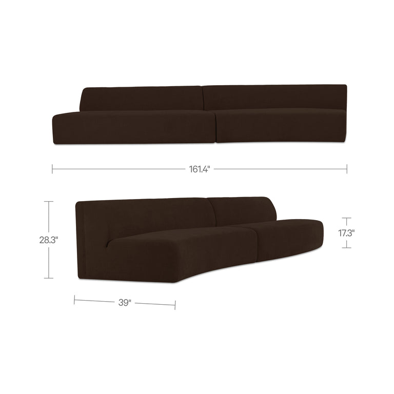 NAOMI 2 PIECE CONCAVE MODULAR SECTIONAL DARK BROWN
