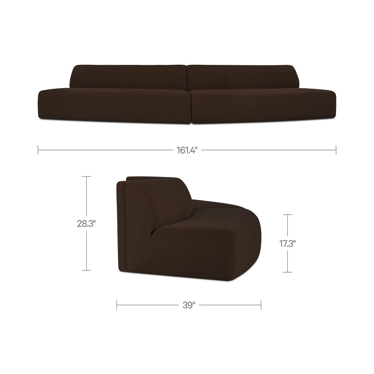 NAOMI 2 PIECE CONCAVE MODULAR SECTIONAL DARK BROWN