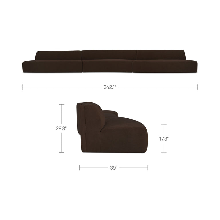 NAOMI 2 PIECE CONCAVE MODULAR SECTIONAL DARK BROWN