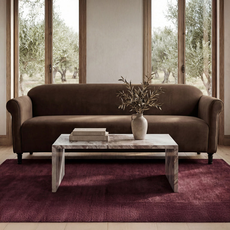 HARMONY SOFA DARK BROWN FAUX MOHAIR