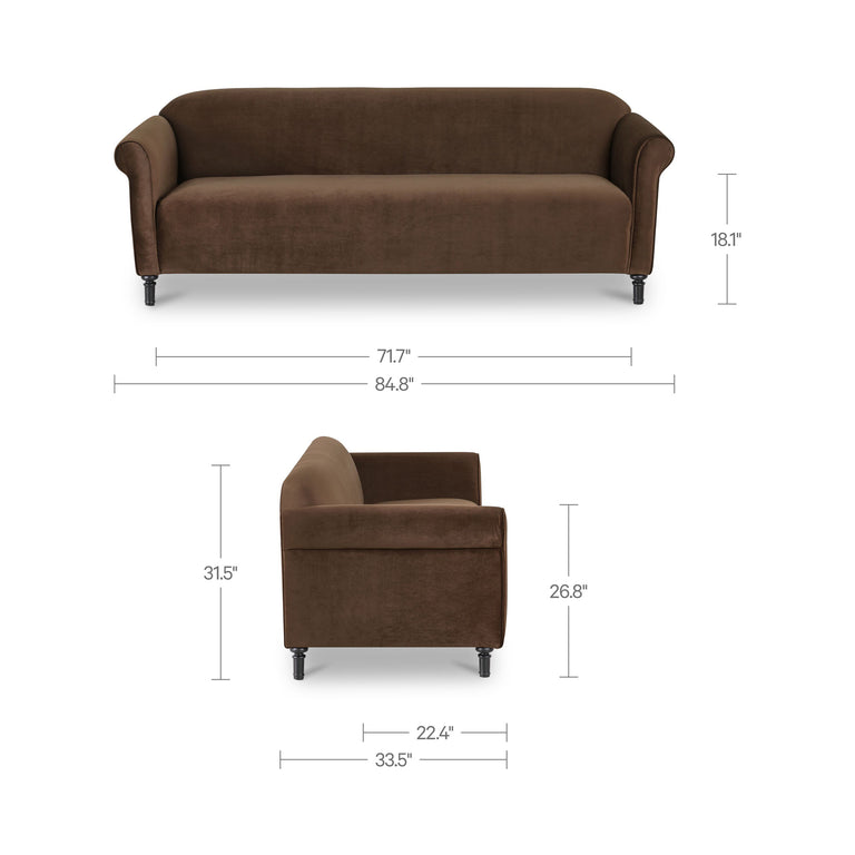 HARMONY SOFA DARK BROWN FAUX MOHAIR