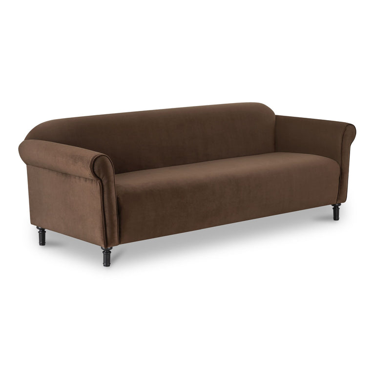 HARMONY SOFA DARK BROWN FAUX MOHAIR