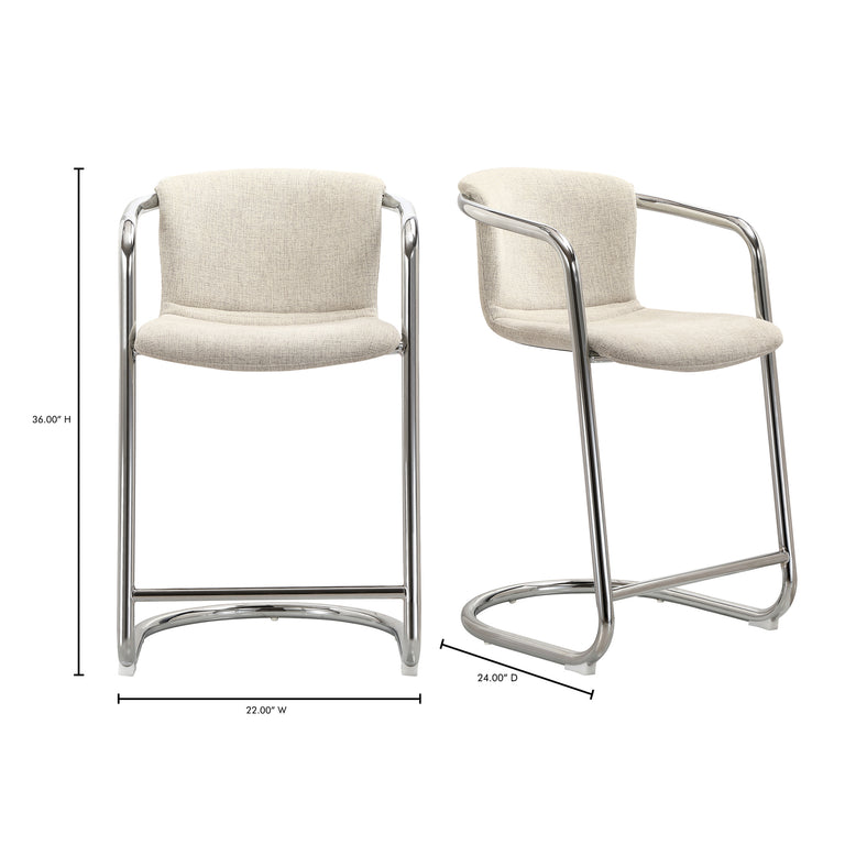 FREEMAN CHROME FRAME COUNTER STOOL BLENDED CREAM - SET OF TWO