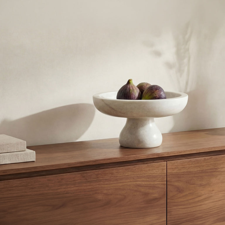 PALERMO PEDESTAL BOWL WHITE MARBLE